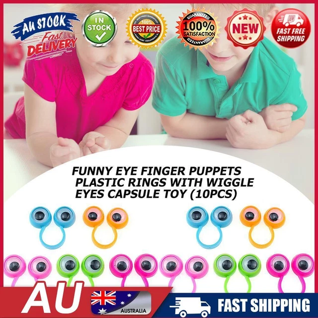 Funny Eye Finger Puppets Plastic Rings with Wiggle Eyes Capsule Toy (10pcs) AU