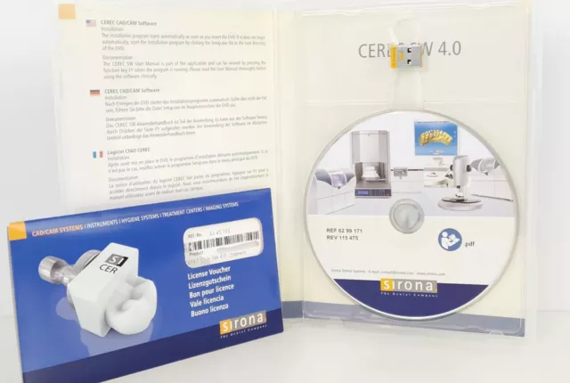 Sirona CEREC SW 4.0 Disk mit Lizenz und Dongel Programm CAD/CAM Software Omnicam