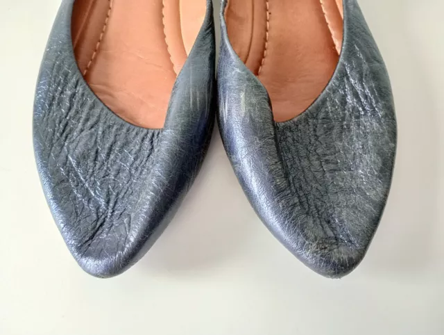 VINTAGE PERA DONNA Women`s Shoes Size EUR-39 Flat Blue Navy Leather £32 ...