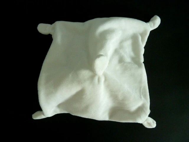 * Doudou Plat Carre Tex Baby Mouton Blanc Bandana Marron Taupe  Etat Neuf* 3