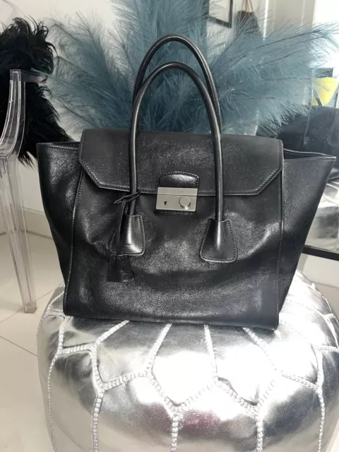 Prada+Pattina+Glace+Calf+Leather+Nero+Black+Pattina+Studded+Bag+