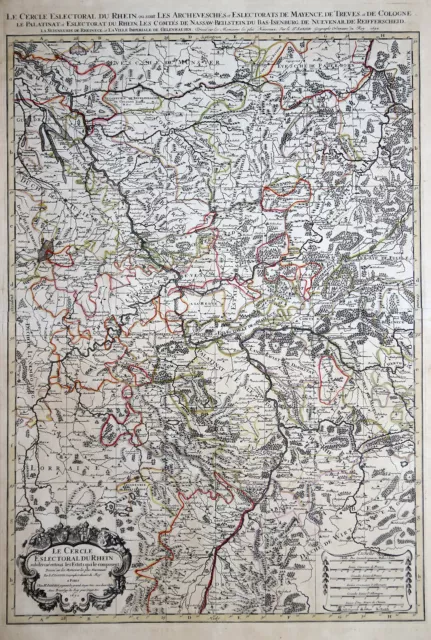 Mittelrhein Rheinischer Kreis Original Kupferstich Landkarte Sanson Mortier 1692