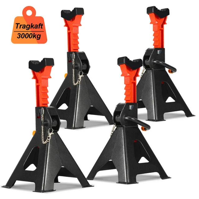 Cavalletti Di Appoggio 3 Tonnellate - Supporto Regolabile Per Auto Con Fusibile Di Sicurezza - Set 4 Pezzi - Foto 9