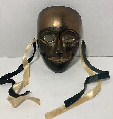 Solid Brass Face Mask Wall Art Made In India Mardi Gras Decorative Mask