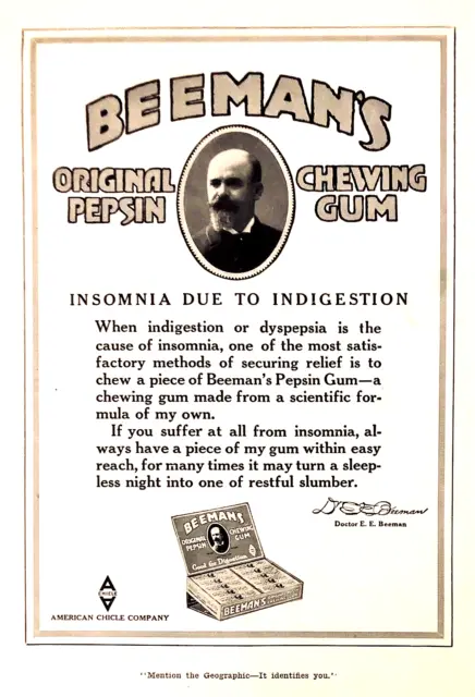 Beeman's Original Pepsin Chewing Gum—Vtg 1929 Advertisement—Original Print Ad