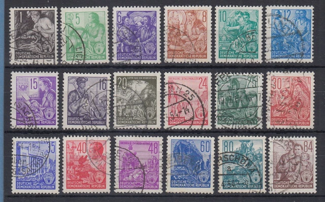 DDR 1953 Freimarken 5-Jahresplan Odr. Mi.-Nr. 362-79 Satz 18 Werte kpl. gest.