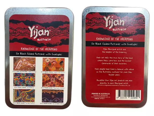 Yijan Aboriginal Dot Art Folded Postcard Giftcard Set (6) - Tin Gift Box