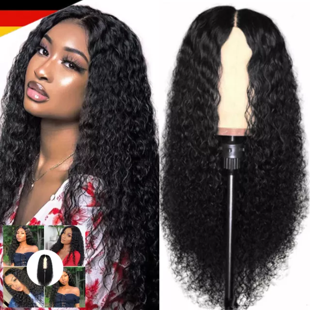 Damen Lockige Synthetische Perücke Afro Lange Gewellt Haar Perücken Wigs DE