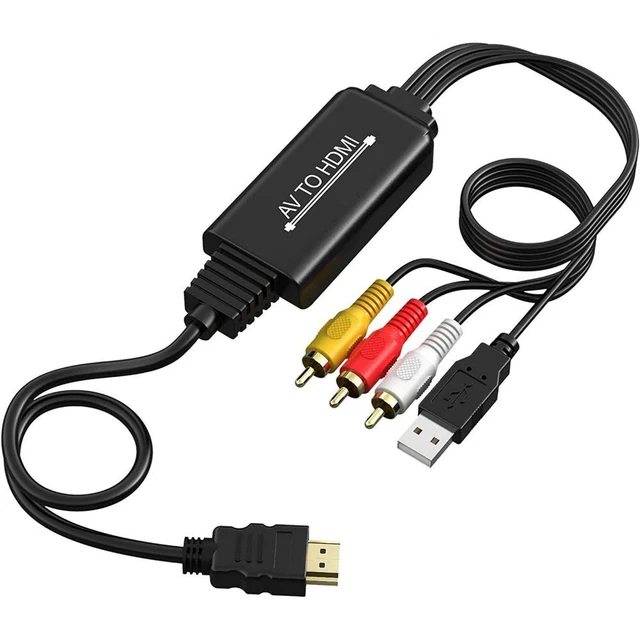 PAL NTSC 1080P AV to HDMI Cable RCA to HDMI Converter 3 RCA CVBS Composite