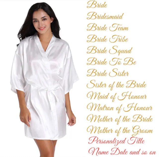 Personalized Womens Robe Wedding Birthday Prom Party Sleepover Dressing Gown