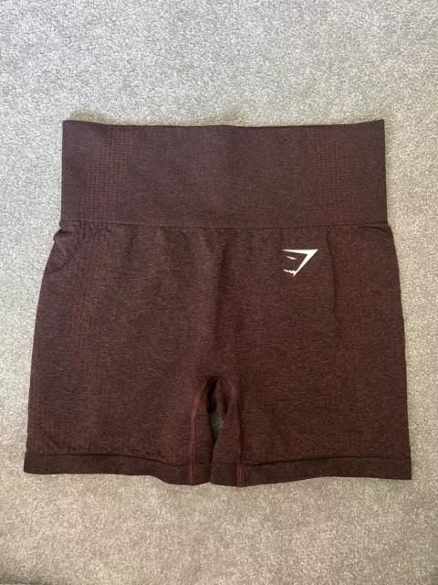 GYMSHARK VITAL SEAMLESS Shorts Cherry Brown Marl Size Small £28.50