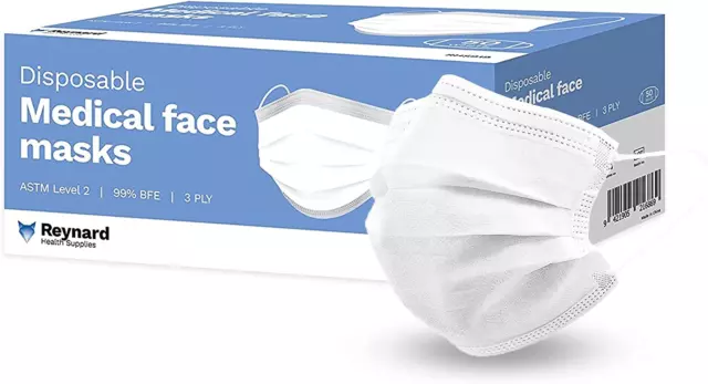 Reynard Health Supplies Disposable Face Masks - White - Pack of 50 Pcs- Medic...