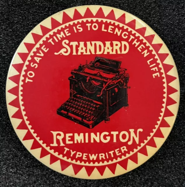 Early Celluloid Paperweight Remington Typewriter To Save Time To Lengthen Life
