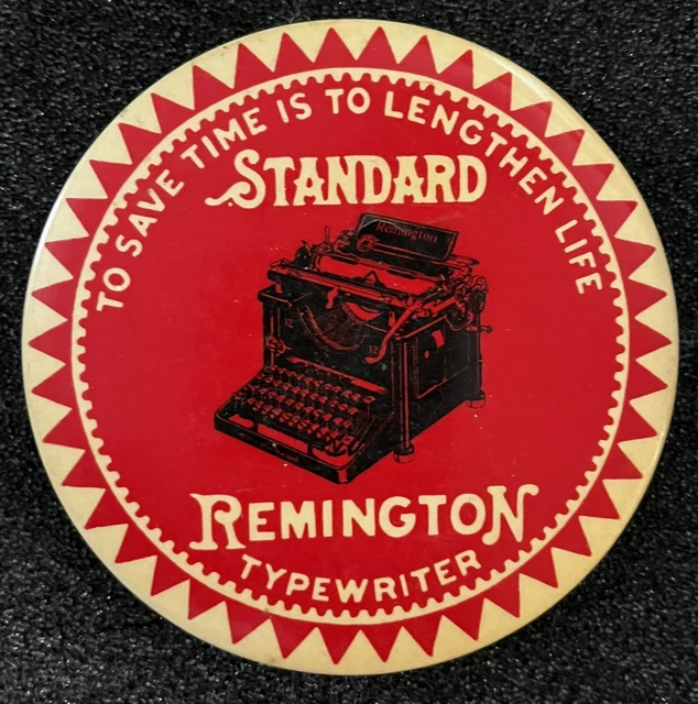 Early Celluloid Paperweight Remington Typewriter To Save Time To Lengthen Life
