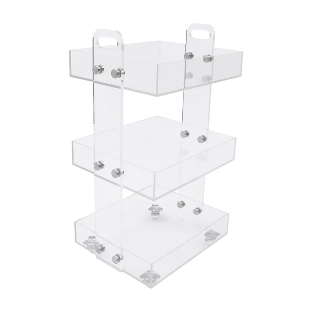 ACRYLIC UTILITY ROLLING Cart 3Tier Clear Table with Wheels Rolling
