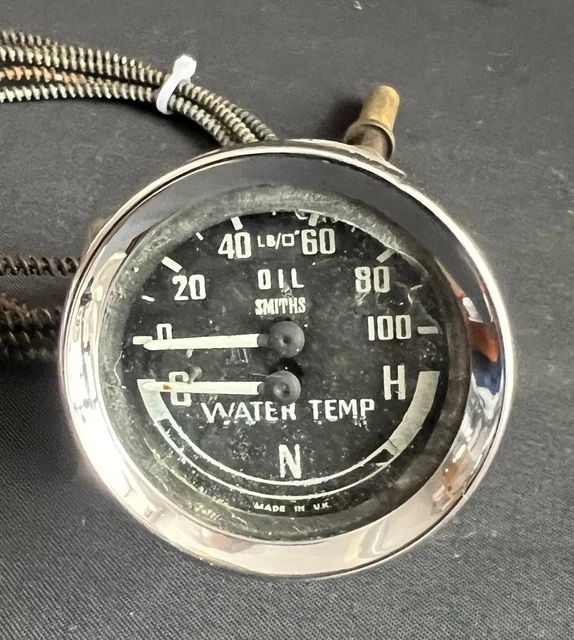 Smiths Style Dual Gauge - Oil Pressure & Water Temperature (Deg C) For Classic MG Cars BHA4764