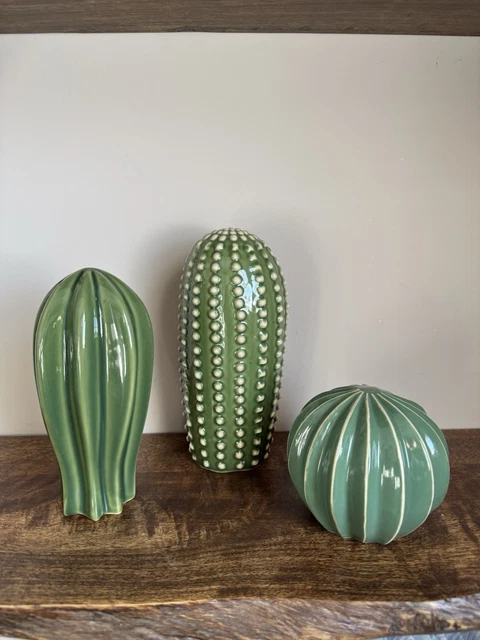 SET OF 3 - Ikea SJLSLIGT Ceramic Green Cactus Decoration $14.00 - PicClick