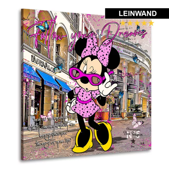 Leinwandbild Minnie Maus Pop Art Wandbild Kunstdruck Deko Wohnzimmer Büro