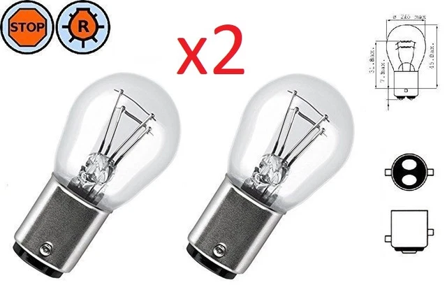 2x Ampoules LED Rouge PR21/5W BAW15D 12V Pour Feux Stop/Arrière Voiture - Haute Puissance
