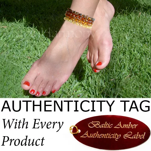 Authentic RAW BALTIC AMBER ADULT ANKLETS natural health AGbA® Certified