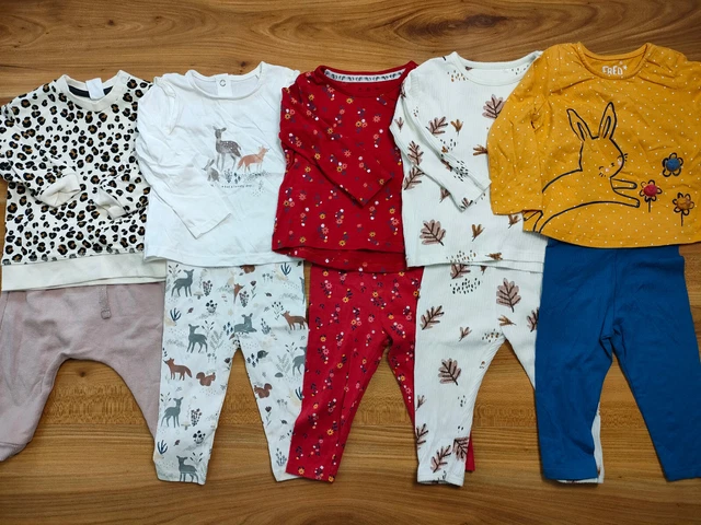 {E739} girls 6-9 months t-shirt leggings sweatshirt bundle NEXT H&M M&S