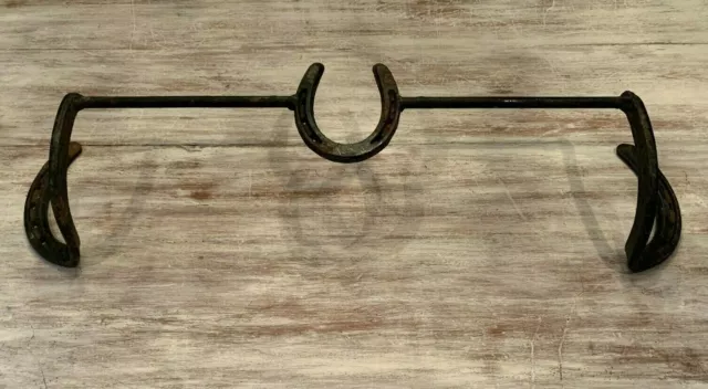 Cast Iron Metal Handmade Real "Diamond" Horseshoe Towel Bar Rack Farmhouse Cabin