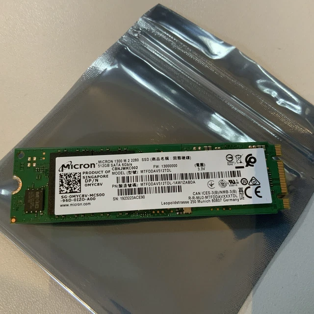 Micron 1300 512GB SSD M.2 2280 P/N 0MYC8V