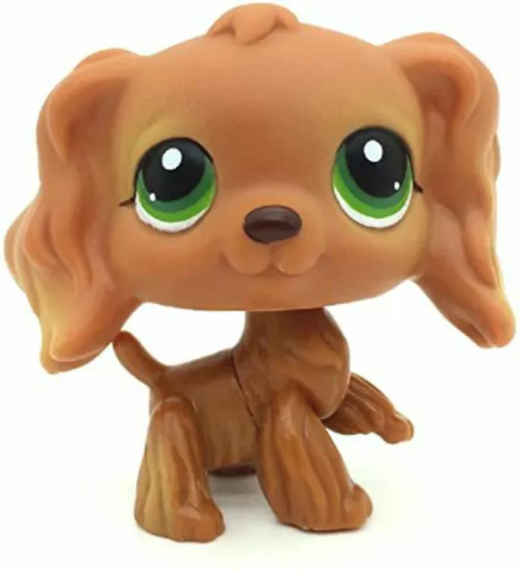 Hasbro Littlest Pet Shop LPS #252 Chocolate Brown Cocker Spaniel Dog Green Eyes