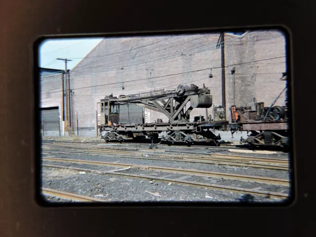 Orig pre-1956 red mount Kodachrome slide Brooklyn trolley subway NYC New York