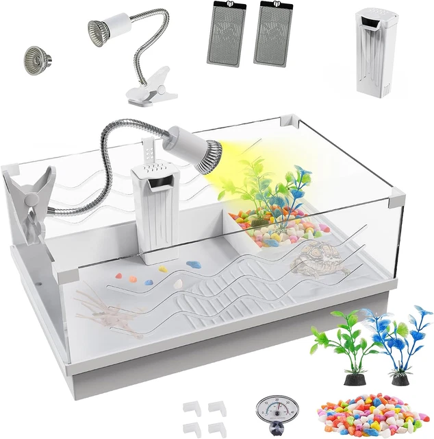 Large Turtle Tank Starter Kit(Light + Filter), Reptile Tank, Acrylic Turtle