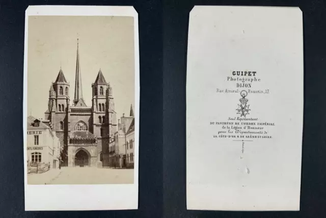 Guipet, France, Dijon, La cathédrale Saint-Bénigne Vintage cdv albumen print,