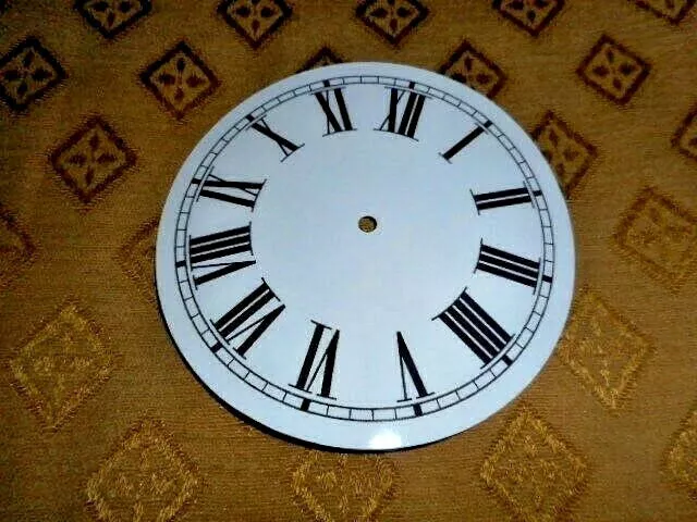 New Clock Dial Face Paper Card    6 3/4" Minute Track   Roman Round Gloss White 2