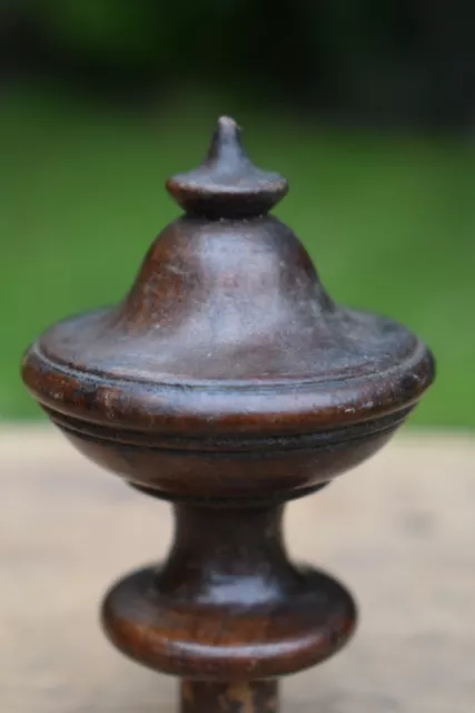 Victorian Turned Mahogany Finial 2.5" / Old Antique Wooden Finial / Vintage 3