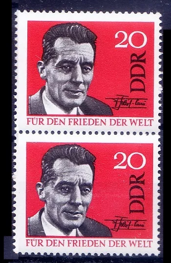 Frederic Joliot-Curie, Nobel Chemistry, Signature, DDR 1964 MNH Vertical Pair