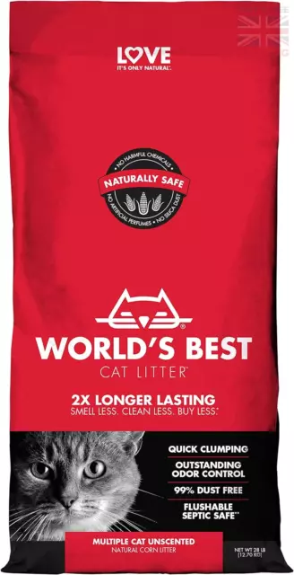 Worlds Best Cat Streu 28 Pfund, mehrere Katze unparfümiert, 12,7 kg 1er Pack