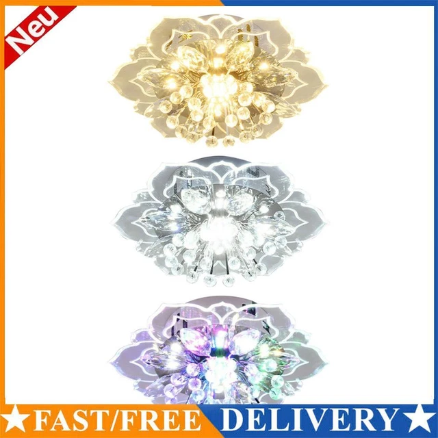 Modern LED Flower Crystal Ceiling Chandelier 9W Pendant Lamp for Home Decor