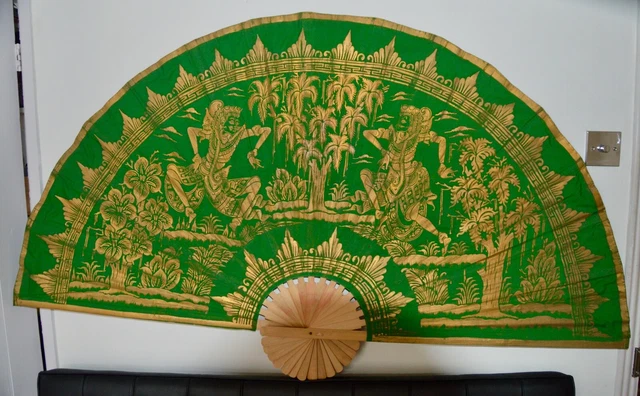 Ventilador grande oriental vintage colgante de pared 40 pulgadas