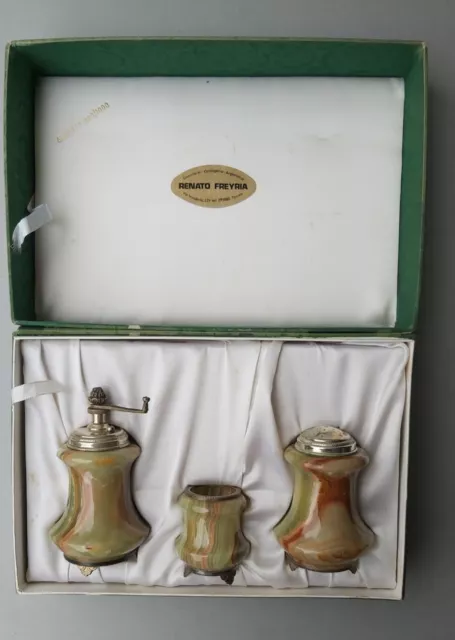 Set vintage sale pepe stuzzicadenti alabastro / argento 800/1000 Renato Freyria