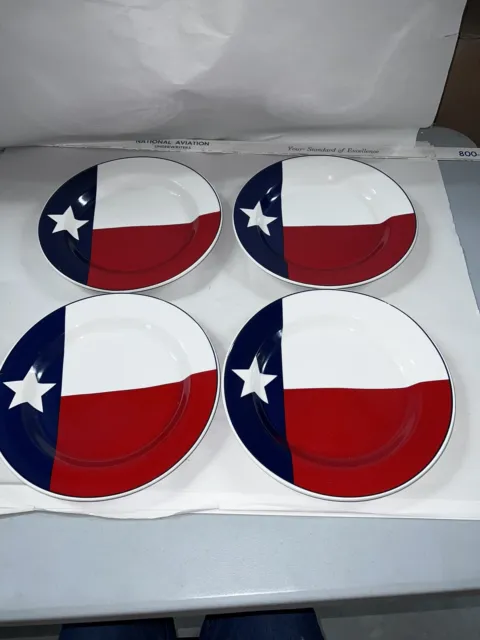 Totally Today Texas Flag Lone Star - 4 Dinner Plates - NEW OLD STOCK