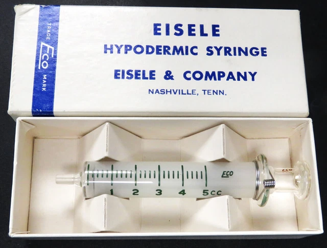 VINTAGE MEDICAL MATERIAL HYPODERMIC SYRINGE ECO 5cc EISELE & CO