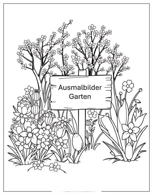 MALBUCH 11 MALVORLAGEN " Garten" Ausmalbilder als PDF * Kinder malen