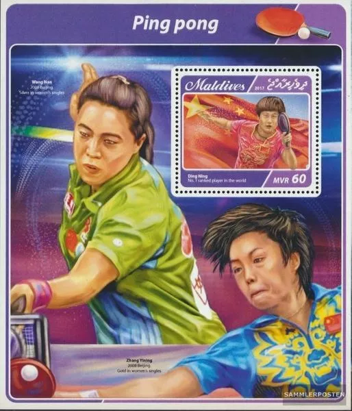 Maldives miniature sheet 1053 (complete. issue.) MNH 2017 Table Tennis