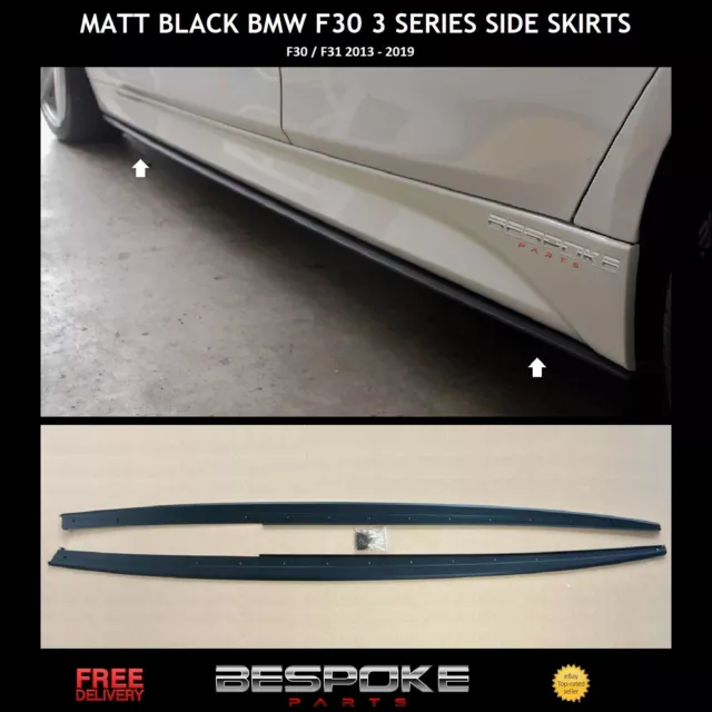 For Bmw F30 F31 M Performance Matte Black Style Side Skirt Extension 2012-2019