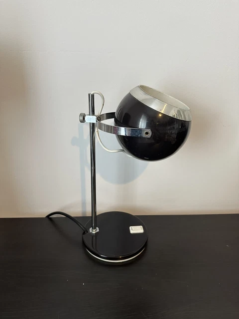 Lampe Eyeball Vintage Métal Peint Chromé Design Space Age Années 70 - Lampe De Bureau Rétro