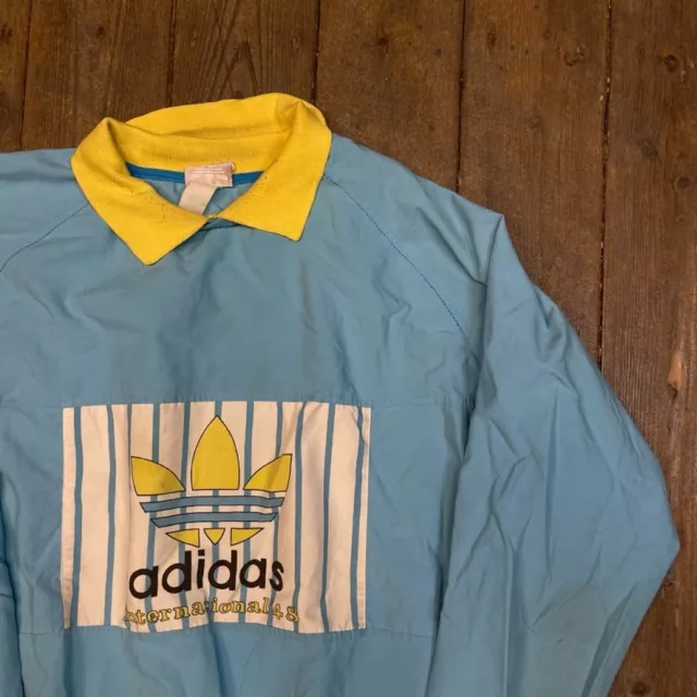 Felpa Adidas Giacca Internazionale Vintage anni 80 Windbreaker Top, Blu Uomo XL 2