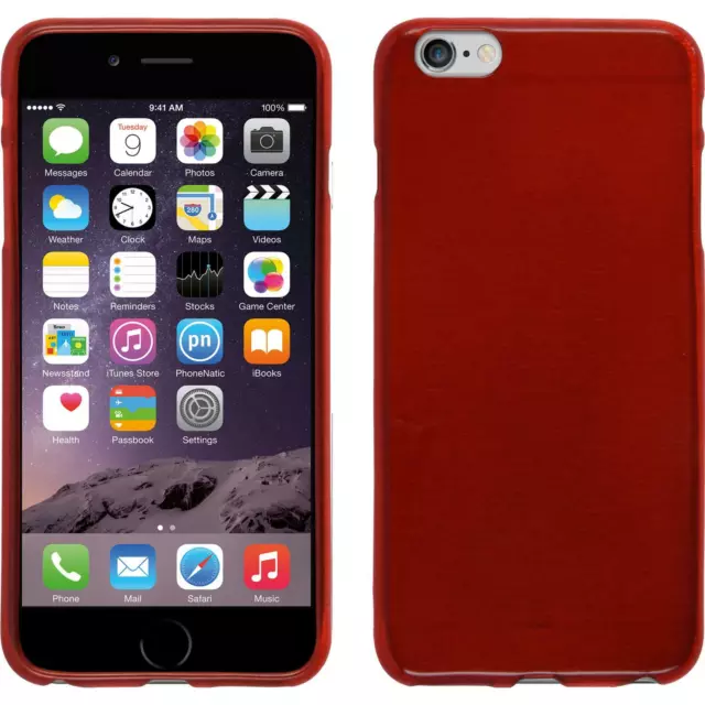 Funda de Silicona para Apple iPhone 6 Plus / 6s Rojo Cepillado + 2 Protectores