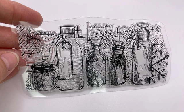 Christmas bottles Rubber Stamp (No Block) Scrapbook Card Making Xmas Snowflake