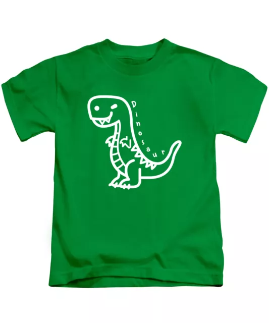Dinosaur Kids T-Shirt T-Rex Tee Top Boys Girls (White Print) Ages 3-13