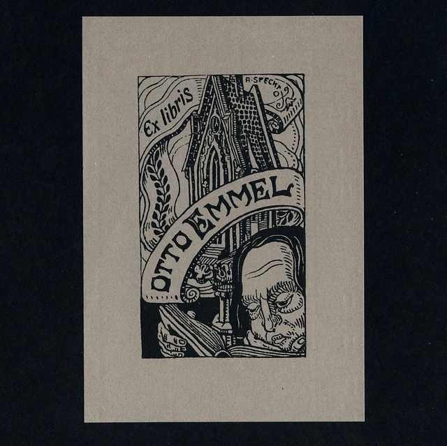 Exlibris Bookplate * ADOLF SPECHT * Lesender Mann Reading Man