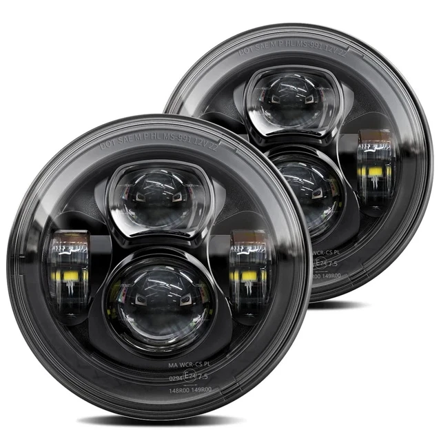 7-INCHES LED HEADLIGHTS H6024 Round Non-halo Compatible with Jeep ...